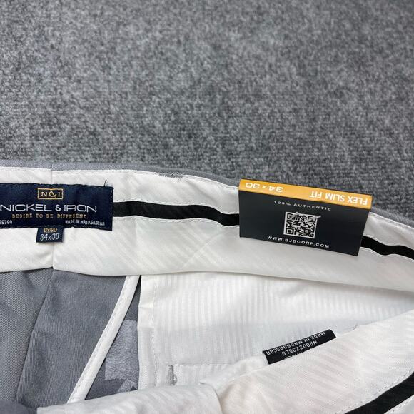 Nickel & Iron Mens Dress Pants Flex Slim Fit Size 34 X 30 Gray - Picture 8 of 10